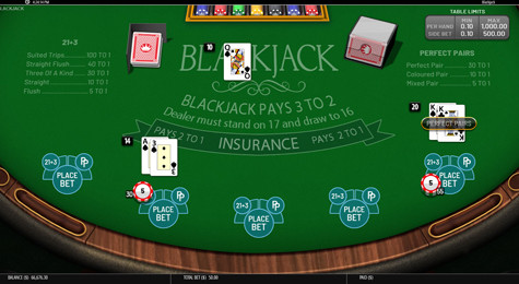 Blackjack (sidebets 21+3 and Perfect Pairs) Screenshot